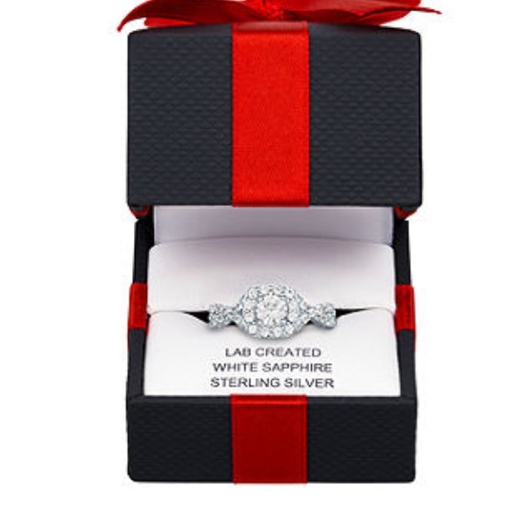 Lab Created White Sapphire Cocktail Ring Sterling Silver Size 7 - Picture 4 of 5